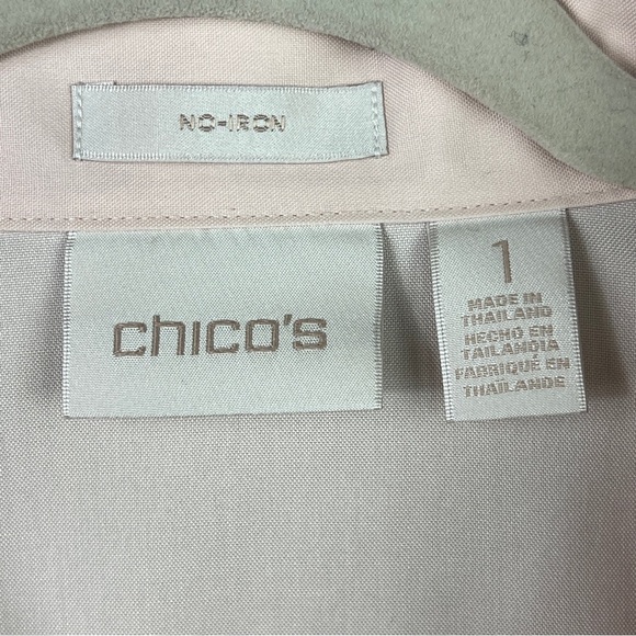 Chico's Blouse Women's Size 8/M Button Down 3/4 Sleeve No Iron Light Pink - Picture 4 of 9
